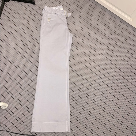 Not The Same N.T.S UK Gray Straight Wide Leg Pants Mid Rise Belted Waist 30" - Picture 9 of 16
